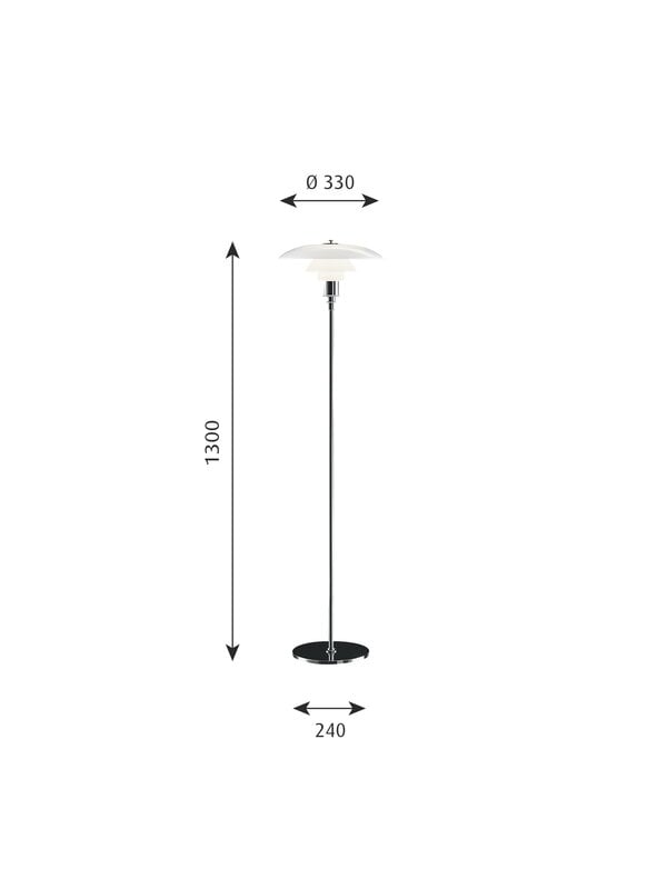 Lampadaires, Lampadaire PH 3 1/2 - 2 1/2, chromé, Argent