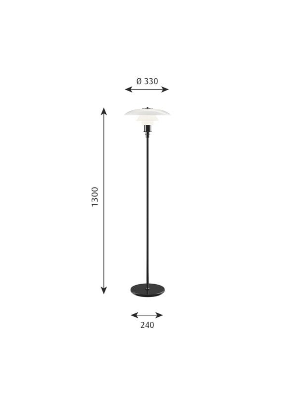 Floor lamps, PH 3 1/2 - 2 1/2 floor lamp, metallised black, Black