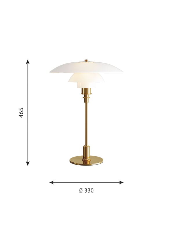 Christmas décor, PH 3 1/2-2 1/2 table lamp, metallised brass, Gold