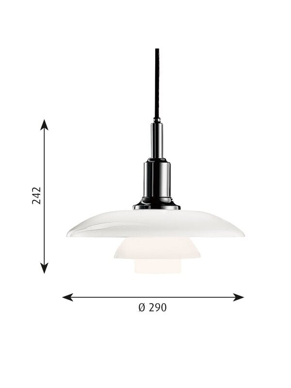 Lampade a sospensione, Lampada a sospensione PH 3/2, cromata, Bianco