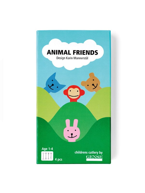 Geschirr für Kinder, Animal Friends Kinder-Besteckset, Silber