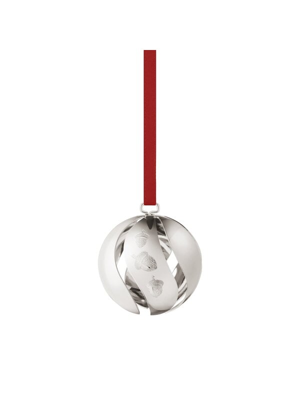 Holiday decorations, Collectable ornament 2023, ball, palladium plated brass, Silver