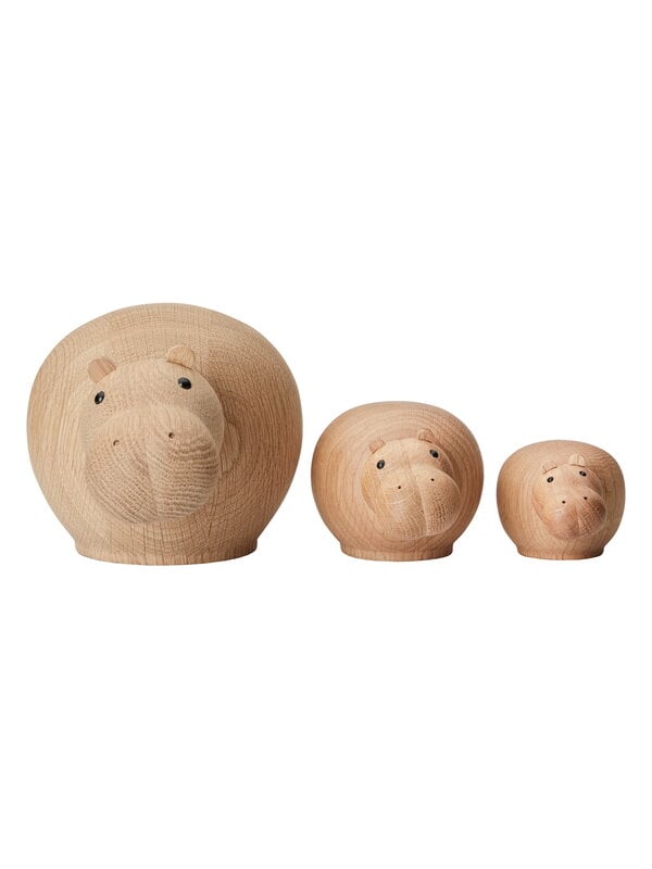 Figurines, Hibo Hippopotamus figurine, small, oak, Natural