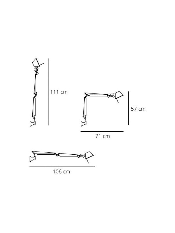 Seinävalaisimet, Tolomeo Mini Parete seinävalaisin, alumiini, Hopea