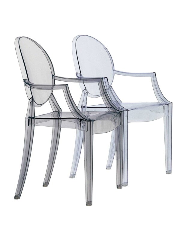 Dining chairs, Louis Ghost chair, clear, Transparent