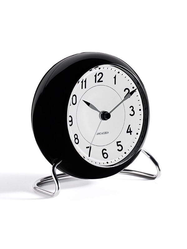 Table clocks, AJ Station table clock with alarm, black, Black