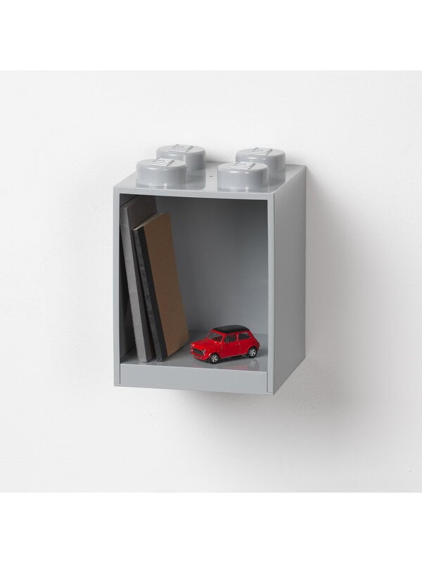 Förvaringsbehållare, Lego Brick Shelf 4, grå, Grå