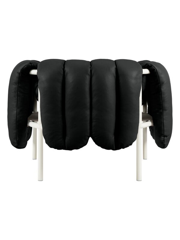 Armchairs & lounge chairs, Puffy lounge chair, black leather - cream steel, Black