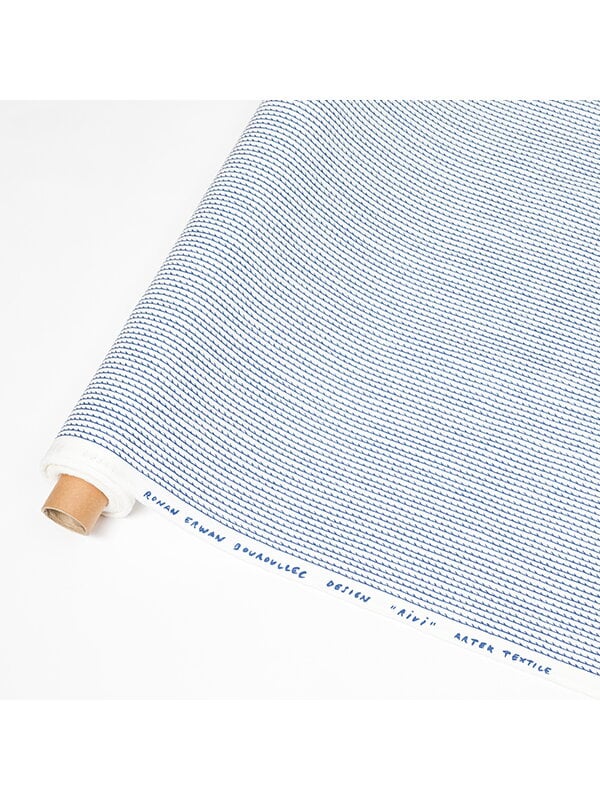 Tessuti Artek, Tessuto rivestito in acrilico Rivi 145 x 300 cm, bianco - blu, Celeste