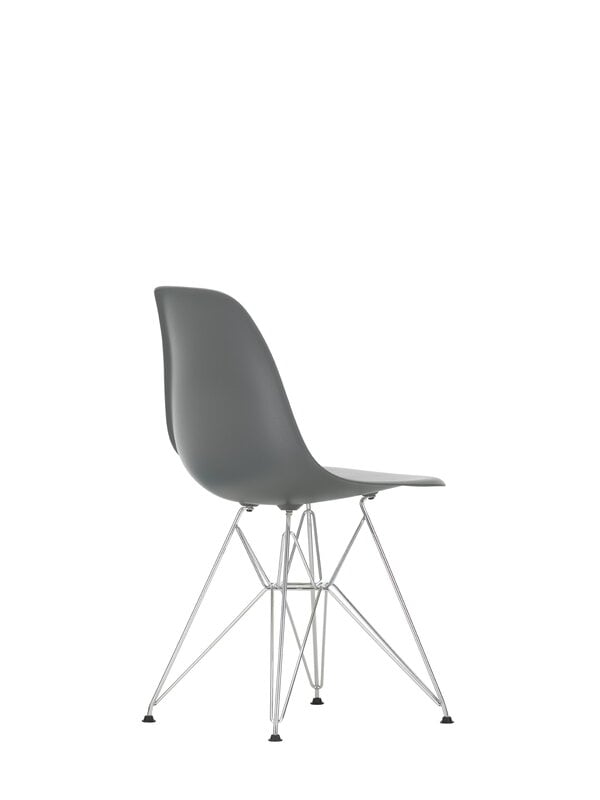 Dining chairs, Eames DSR chair, granite grey RE - chrome, Gray