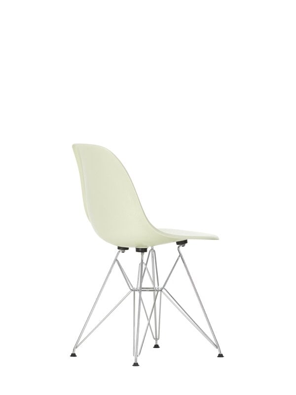 Dining chairs, Eames DSR Fiberglass Chair, parchment - chrome, White