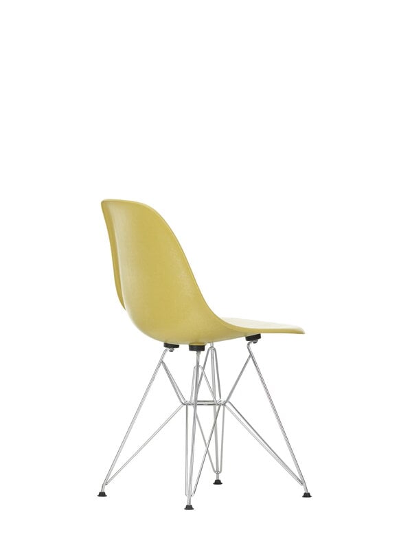 Dining chairs, Eames DSR Fiberglass chair, light ochre - chrome, Yellow