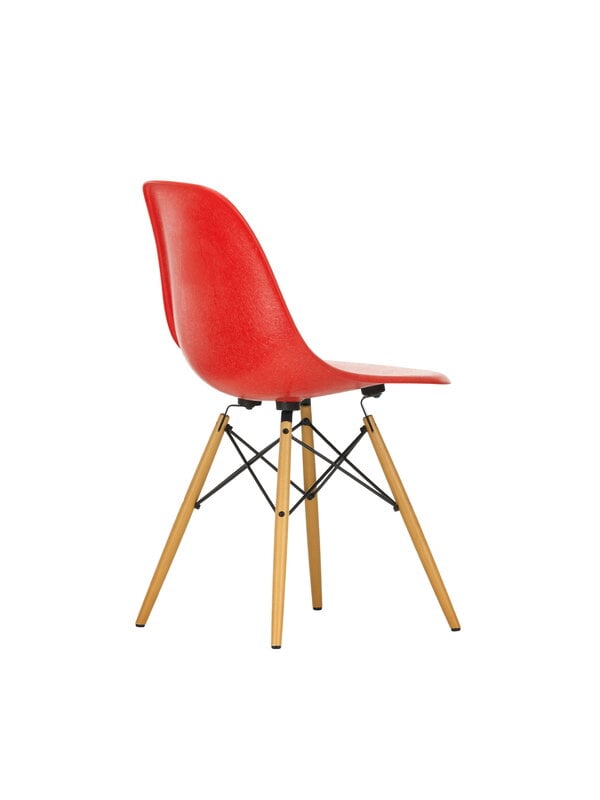 Dining chairs, Eames DSW Fiberglass chair, classic red - maple, Red