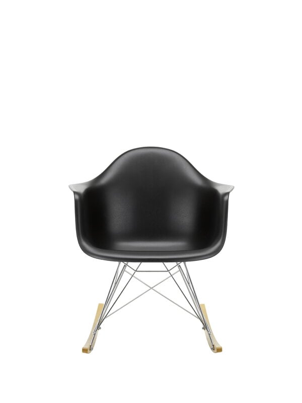 Rocking chairs, Eames RAR rocking chair, deep black RE - chrome - maple, Black