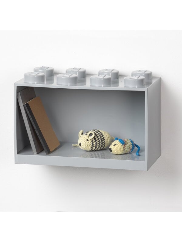 Scatole, Mensola Lego Brick Shelf 8, grigia, Grigio