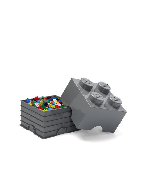Boîtes de rangement, Lego Storage Brick 4, gris foncé, Gris