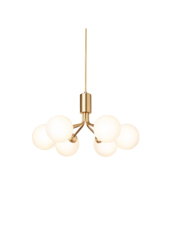 Pendant lamps, Apiales 6 pendant, brushed brass - opal white, Gold
