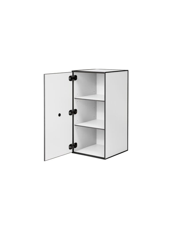 Mobili contenitori, Credenza Frame 70 con anta, 2 mensole, bianca, Bianco