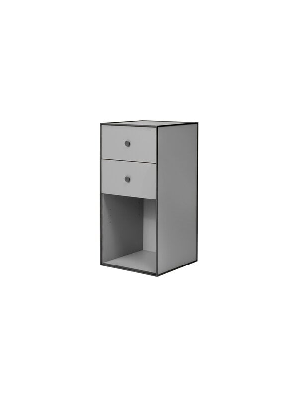 Mobili contenitori, Credenza Frame 70 con scaffale, 2 cassetti, grigio scuro, Nero