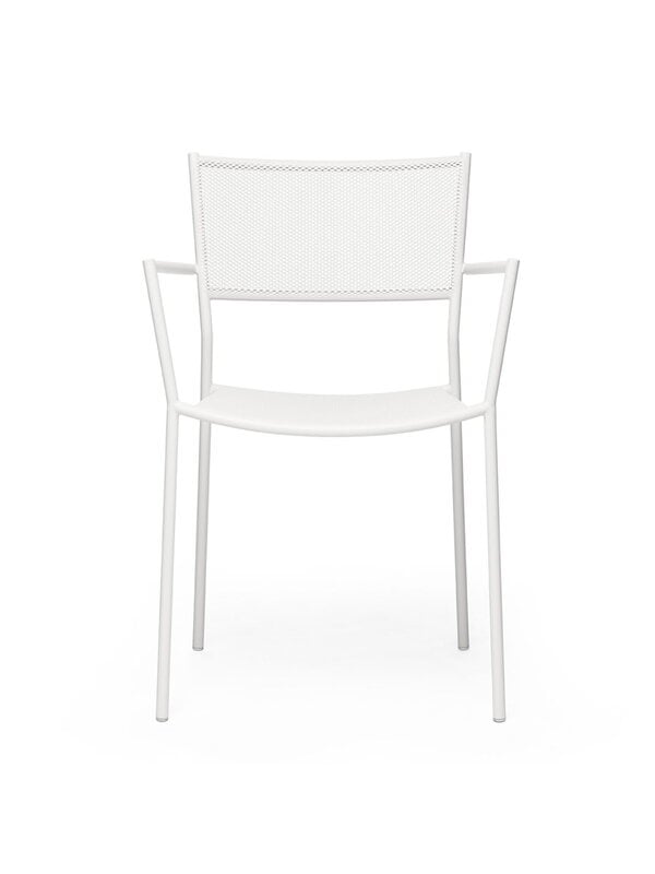 Sedie da patio, Jig Mesh armchair, white, Bianco