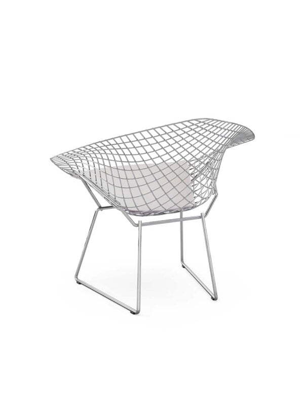 Poltrone, Sedia Bertoia Diamond, cromo satinato - cuscino nero, Nero