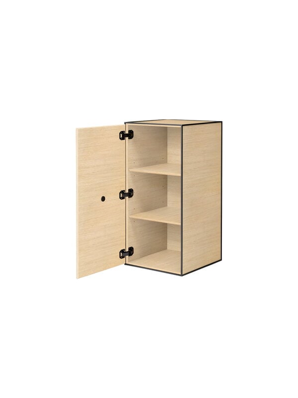 Mobili contenitori, Credenza Frame 70 con anta, 2 mensole, rovere, Nero