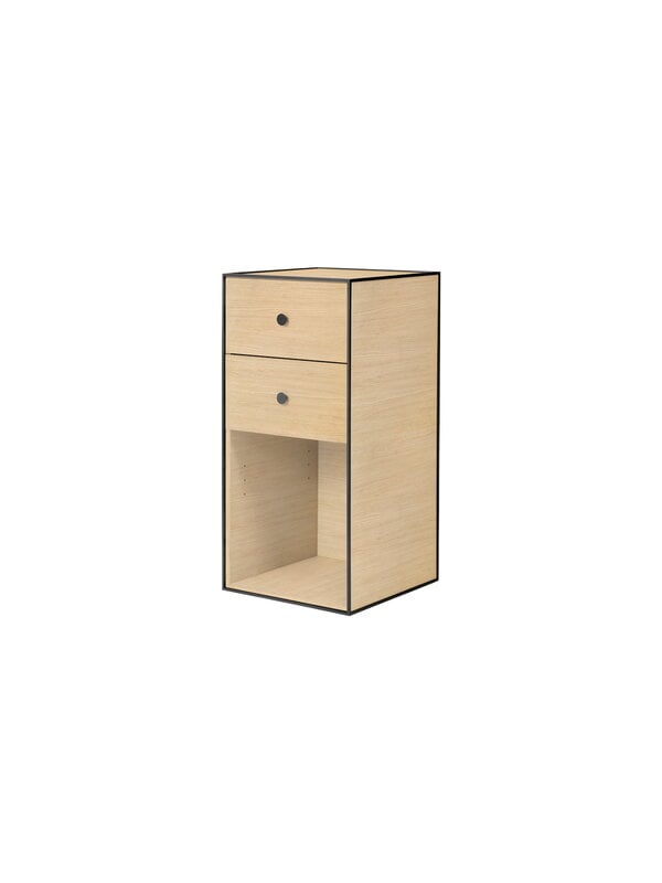 Mobili contenitori, Credenza Frame 70 con scaffale, 2 cassetti, rovere, Nero