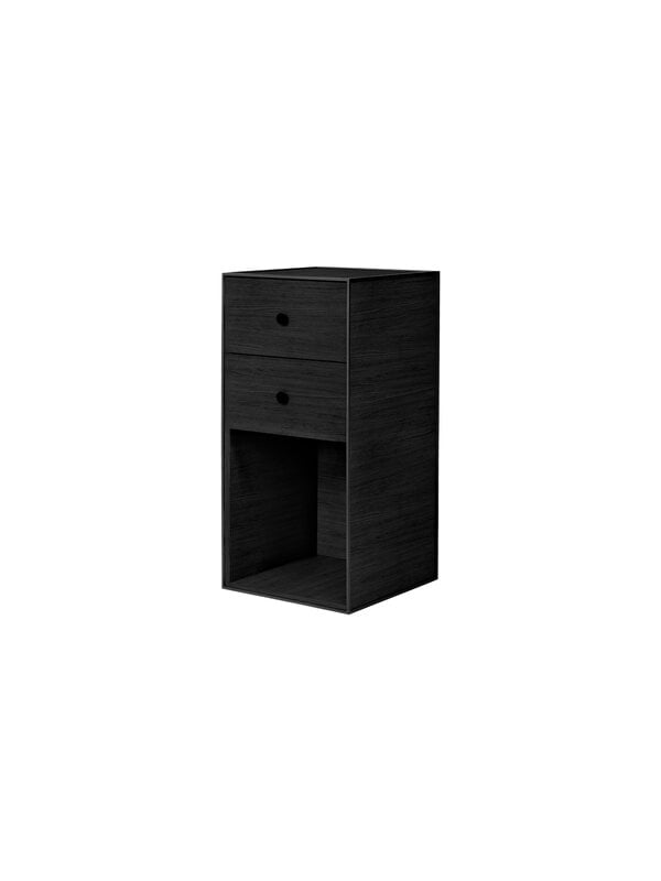 Mobili contenitori, Credenza Frame 70 con scaffale, 2 cassetti, frassino tinto nero, Nero