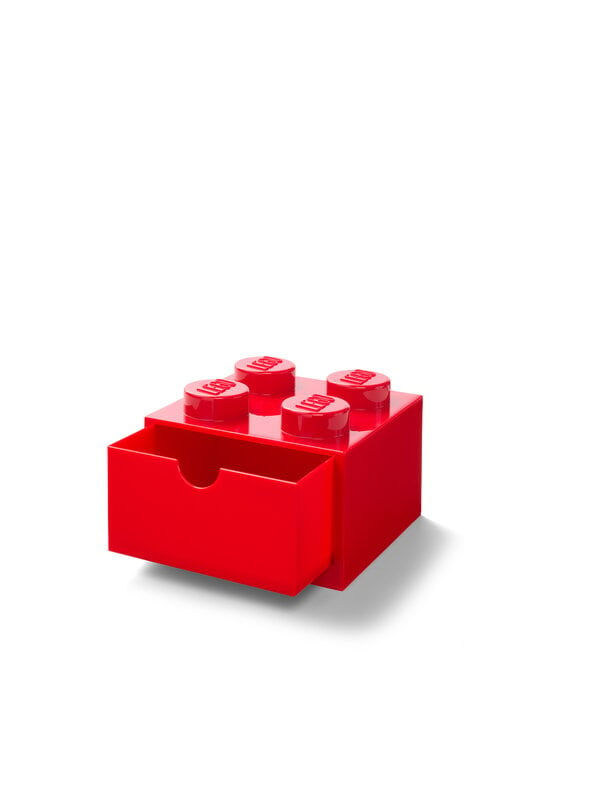 Säilyttimet, Lego Desk Drawer 4 säilytyslaatikko, kirkkaanpunainen, Punainen
