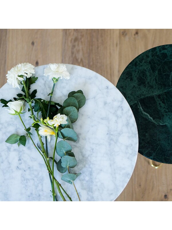 Coffee tables, Mini O table, brass - green marble, Green