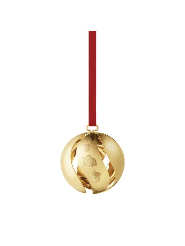 Holiday decorations, Collectable ornament 2023, ball, gold plated brass, Gold
