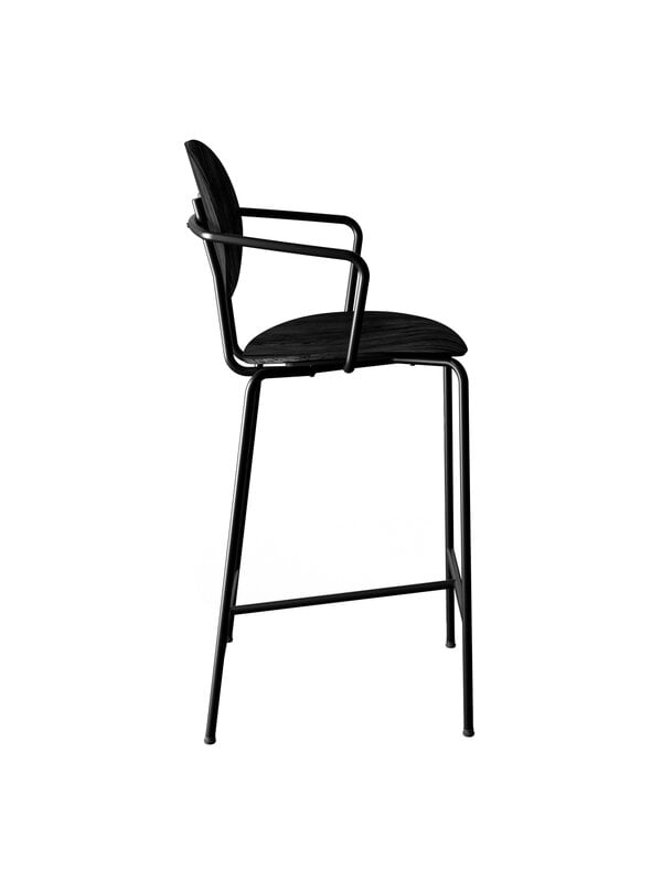 Bar stools & chairs, Piet Hein counter stool with armrest 65 cm, black - black lacque, Black