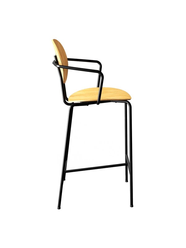 Bar stools & chairs, Piet Hein counter stool with armrest 65 cm, black - oiled oak, Black