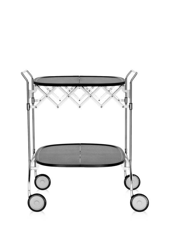 Kitchen carts & trolleys, Gastone folding trolley, black - chrome, Black