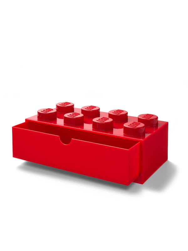 Boîtes de rangement, Lego Desk Drawer 8, rouge vif, Rouge