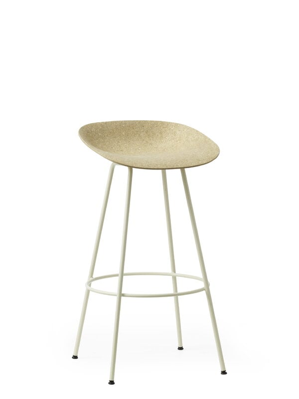 Bar stools & chairs, Mat bar stool, 75 cm, cream steel - hemp, White