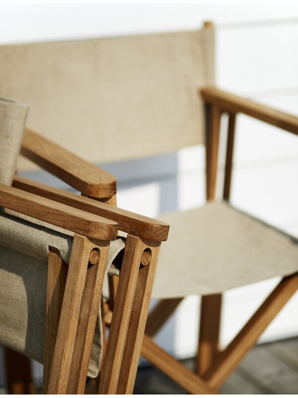 Sedie da patio, Poltrona Kryss, teak - Sunbrella Heritage grigio beige, Beige