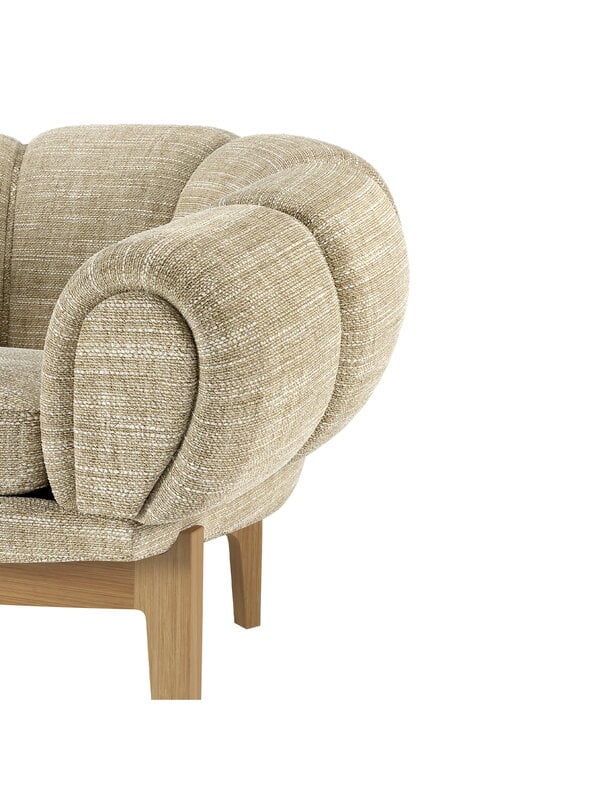 Armchairs & lounge chairs, Croissant lounge chair, oiled oak - Dedar Smilla 002, Beige