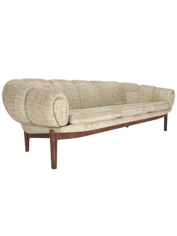 Sofas, Croissant 3-seater sofa, oiled walnut - Dedar Smilla 002, Beige