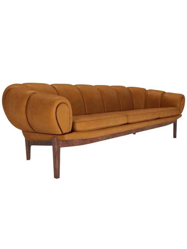 Sofas, Croissant 3-Sitzer Sofa, Walnuss geölt - Chamois Cuoio 1708, Braun