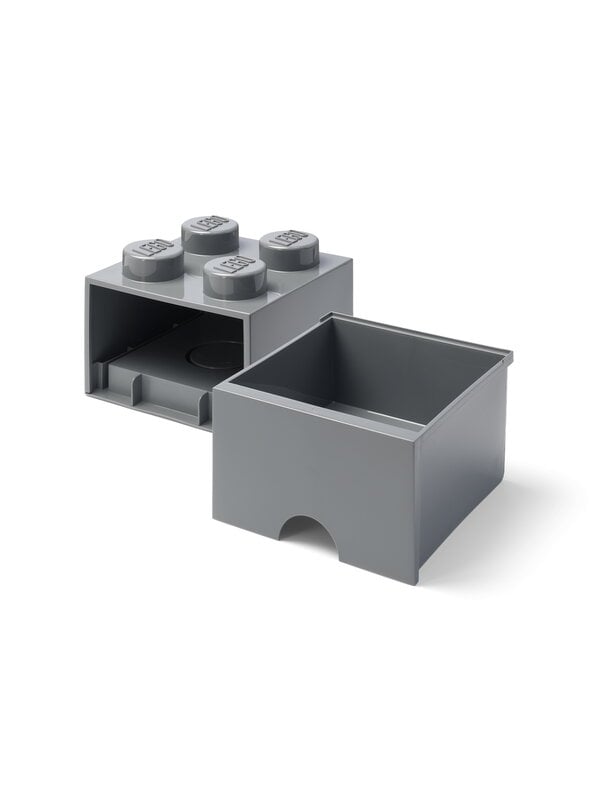 Säilyttimet, Lego Brick Drawer 4 säilytyslaatikko, tummanharmaa, Harmaa