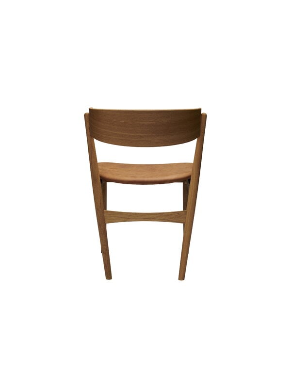 Dining chairs, No 7 chair, oiled oak - cognac leather, Brown