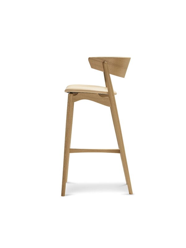 Bar stools & chairs, No 7 bar stool, 75 cm, white lacquered oak - honey leather, Natural