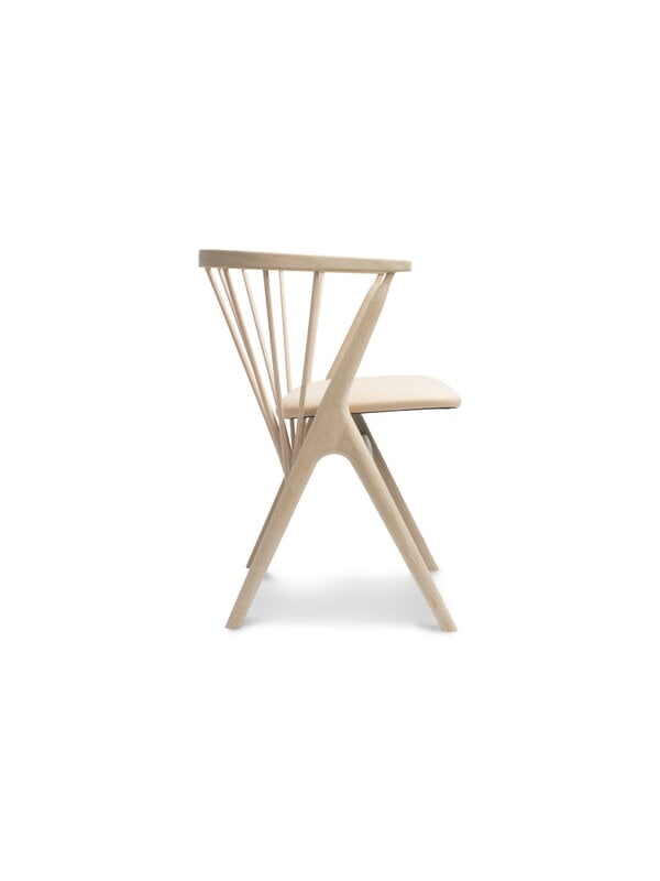 Dining chairs, No 8 chair, soaped oak - honey leather, Natural