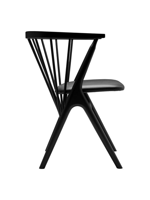 Dining chairs, No 8 chair, black - black leather, Black