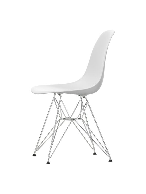 Sedie da pranzo, Sedia Eames DSR, cotton white RE - cromo, Bianco