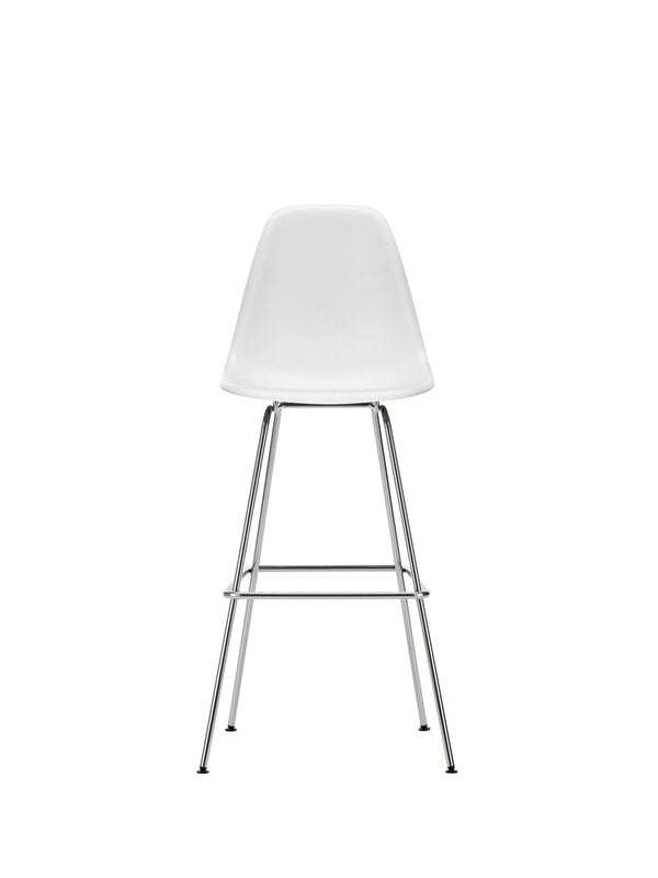 Barpallar och barstolar, Eames, Plastic Stool, hög, bomullsvit RE - krom, Vit