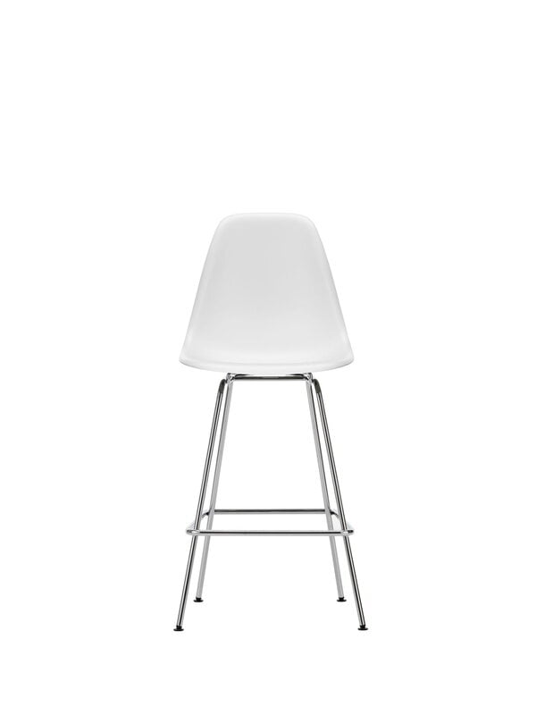 Sedie e sgabelli da bar, Sgabello Eames Plastic, medio, cotton white RE - cromo, Bianco