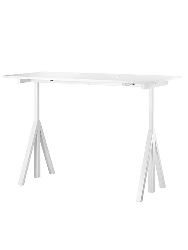 Scrivanie ad altezza regolabile, String Works height adjustable work desk, 140 cm, white, Bianco