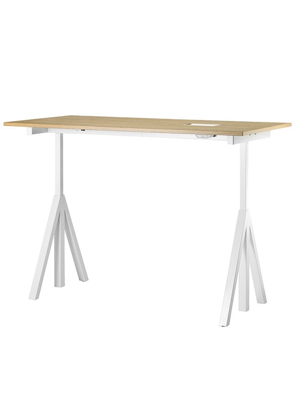 Height-adjustable desks, String Works height adjustable work desk, 140 cm, oak, Natural